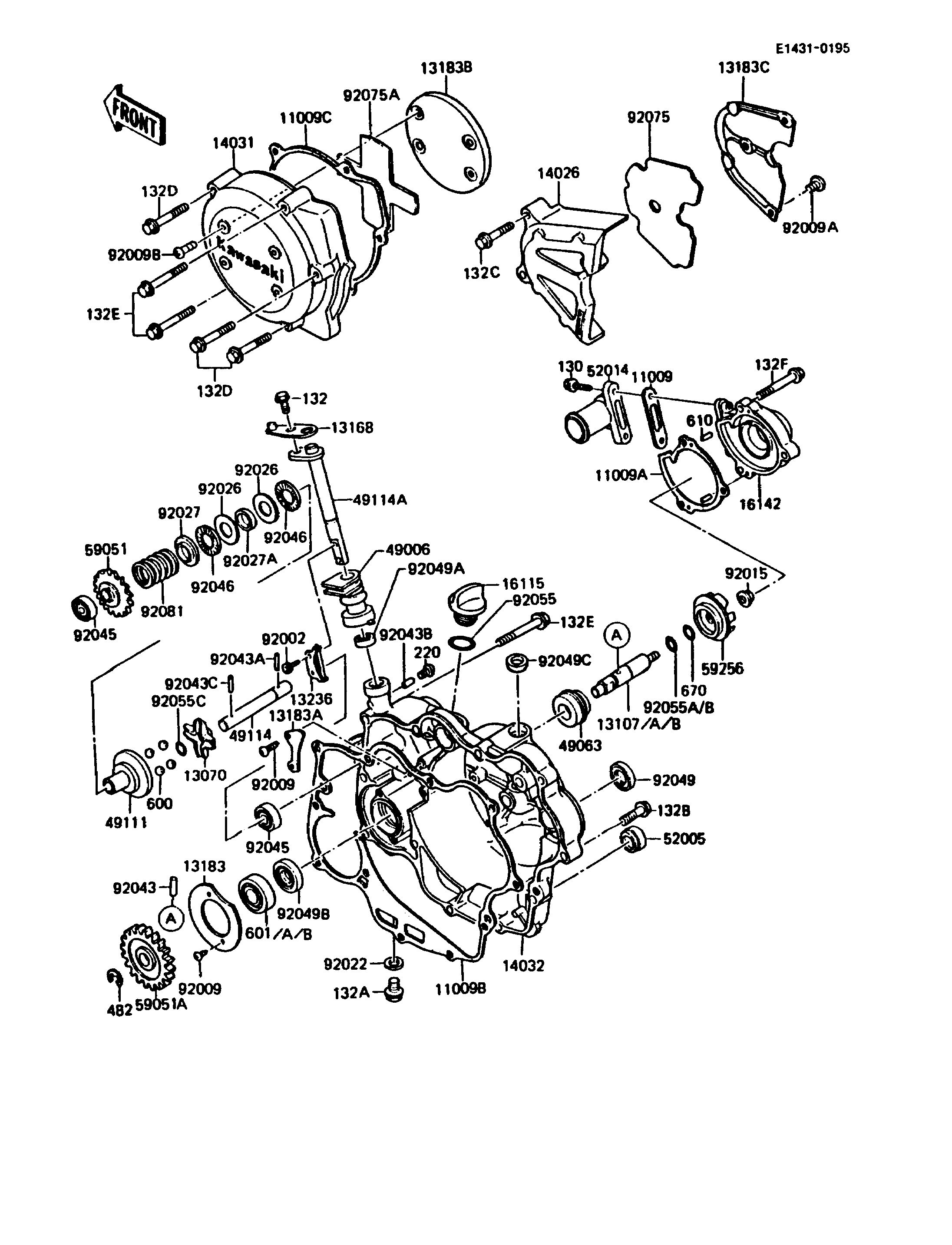 COUVERCLES MOTEUR POUR KMX125 KMX125 B1 BLANC 1986