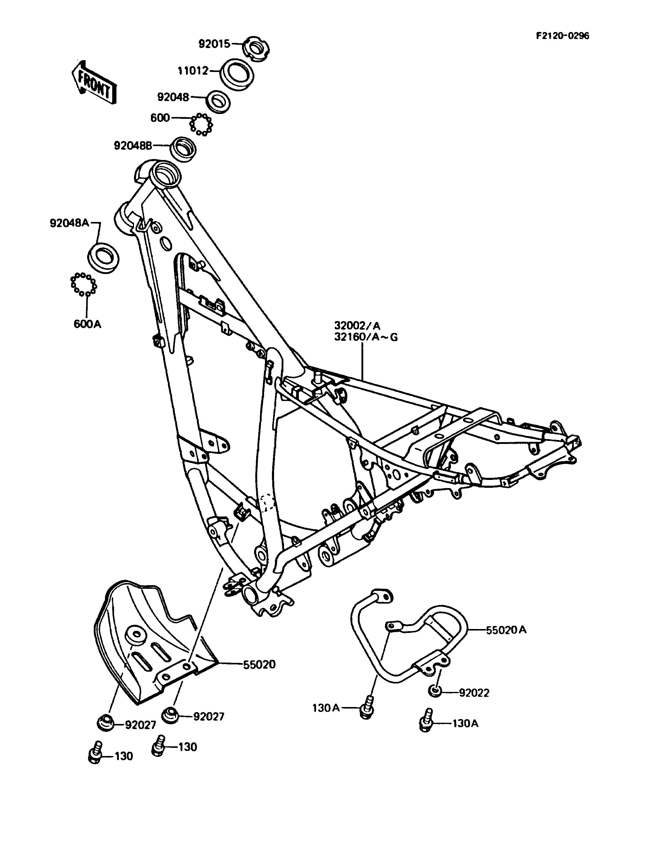 CHASSIS POUR KMX125 KMX125 B1 BLANC 1986