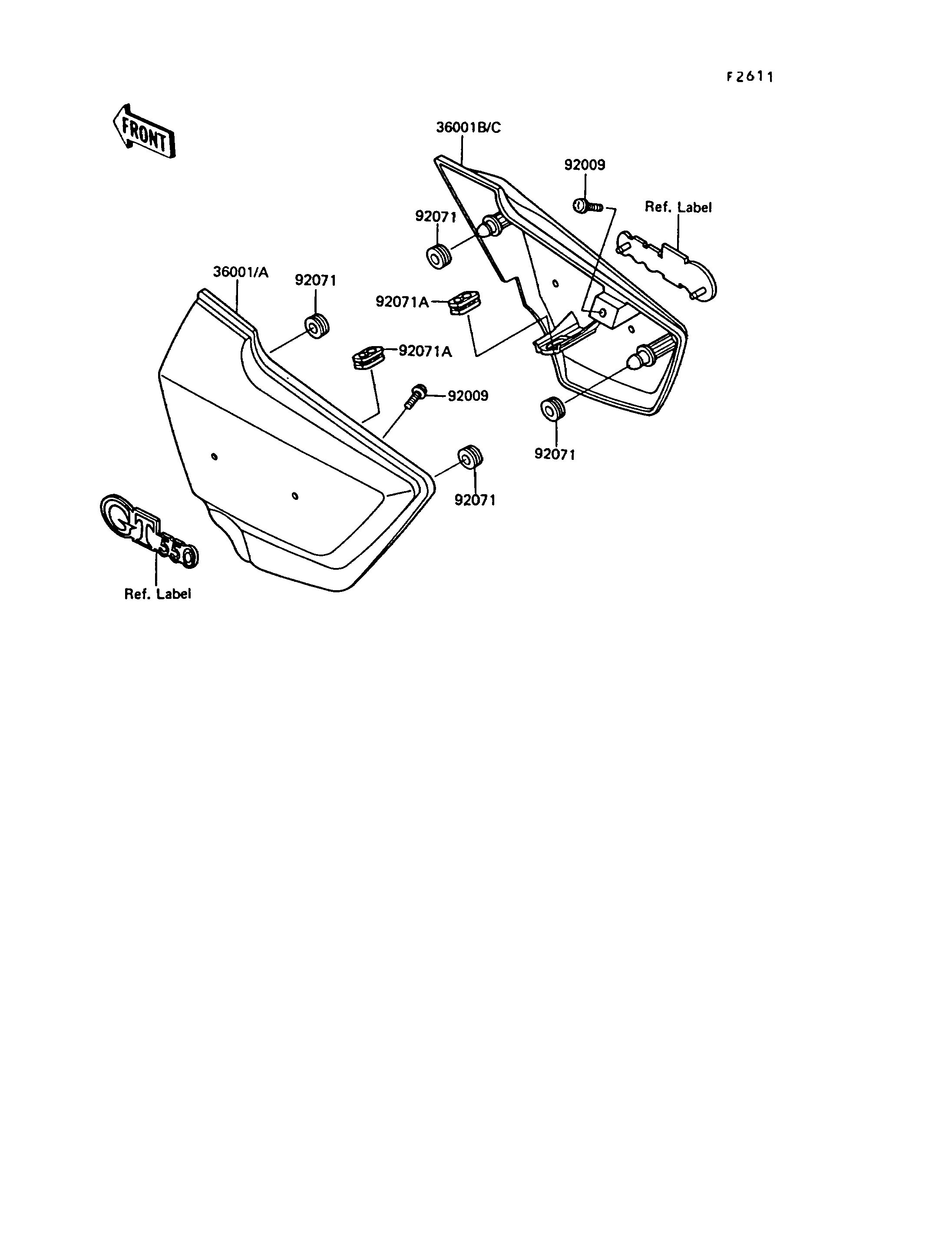 CACHE LATERAL POUR GT550 Z550 G6 BLANC 1989 EUROPE
