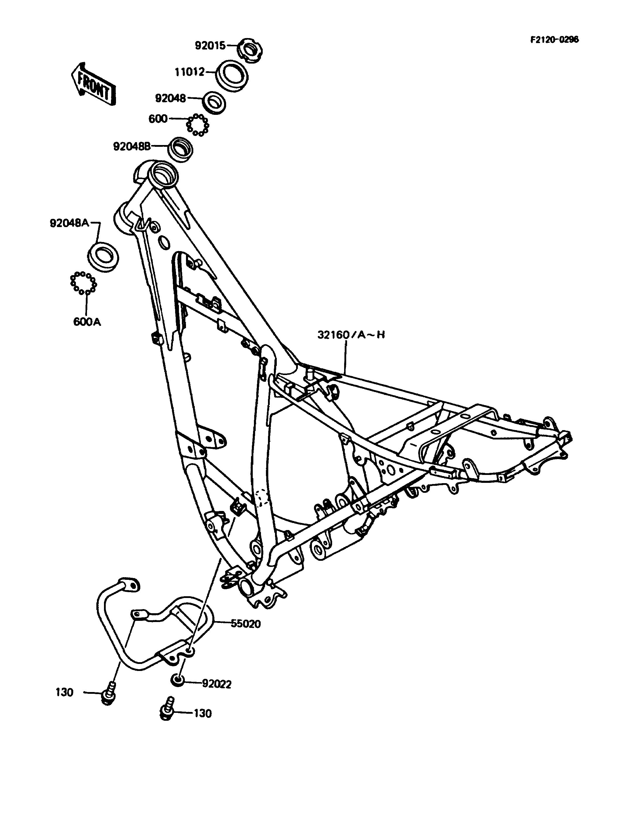 CHASSIS POUR KMX125 KMX125 A4 BLEU 1989 EUROPE