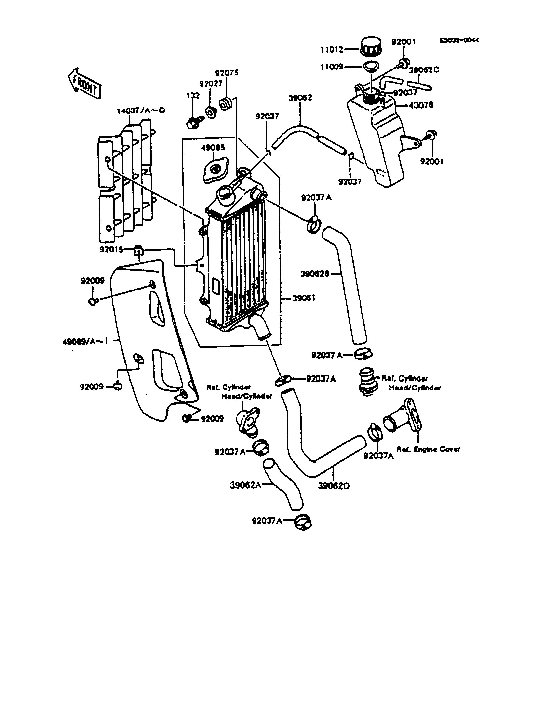 RADIATEUR POUR KMX125 KMX125 B6 BLEU 1991