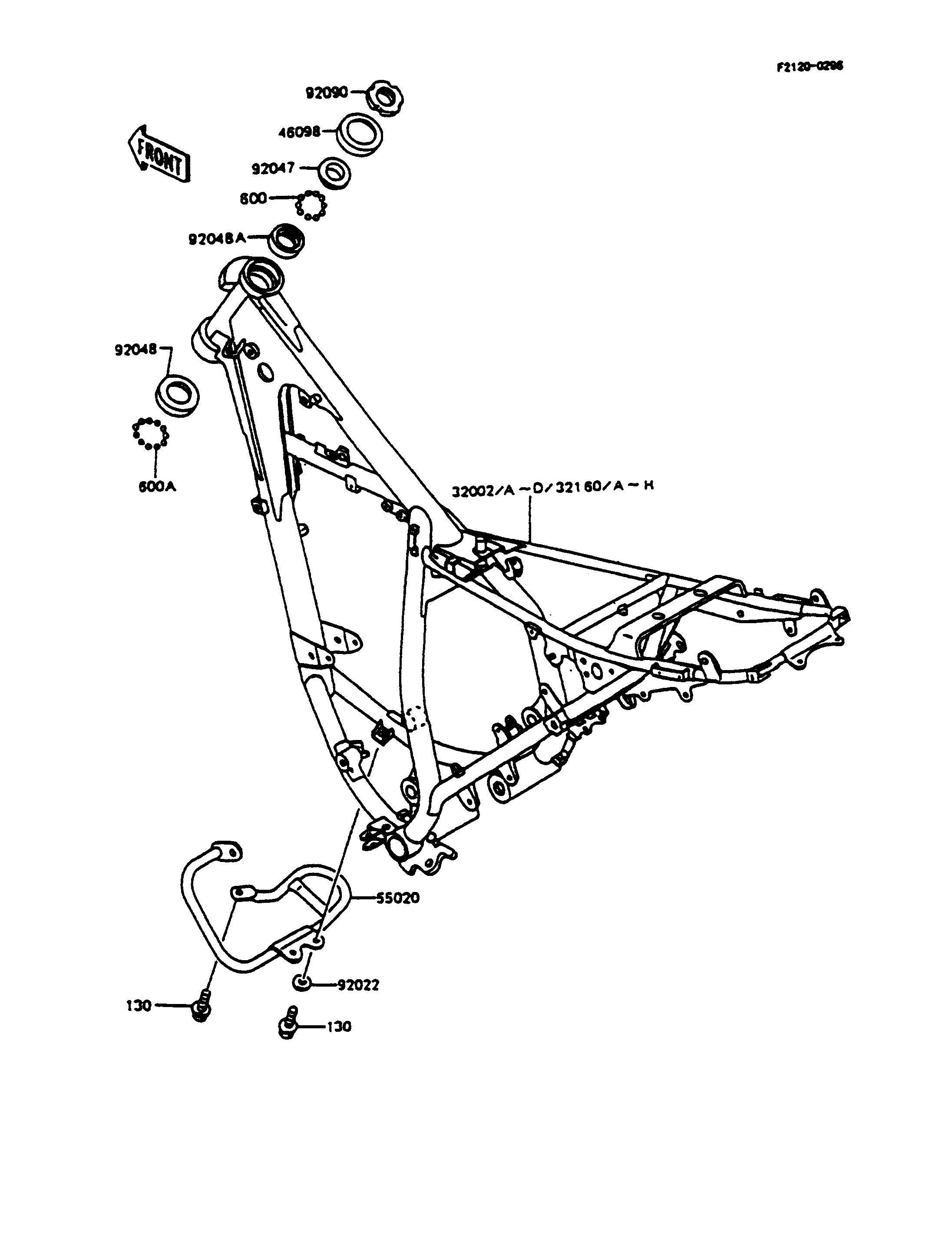 CHASSIS POUR KMX125 KMX125 B6 BLEU 1991
