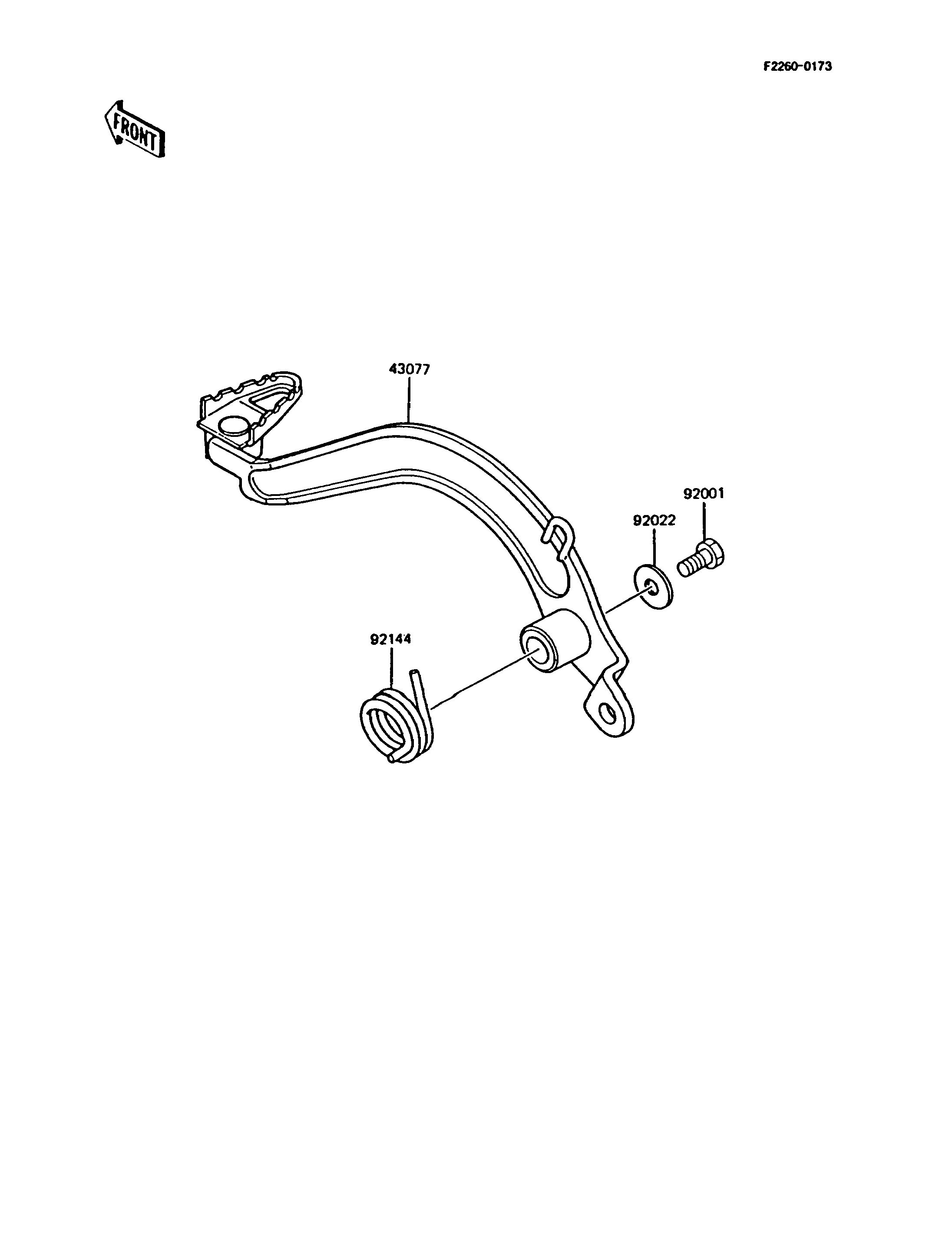 PEDALE DE FREIN POUR KMX125 KMX125 A1 BLANC 1986 EUROPE