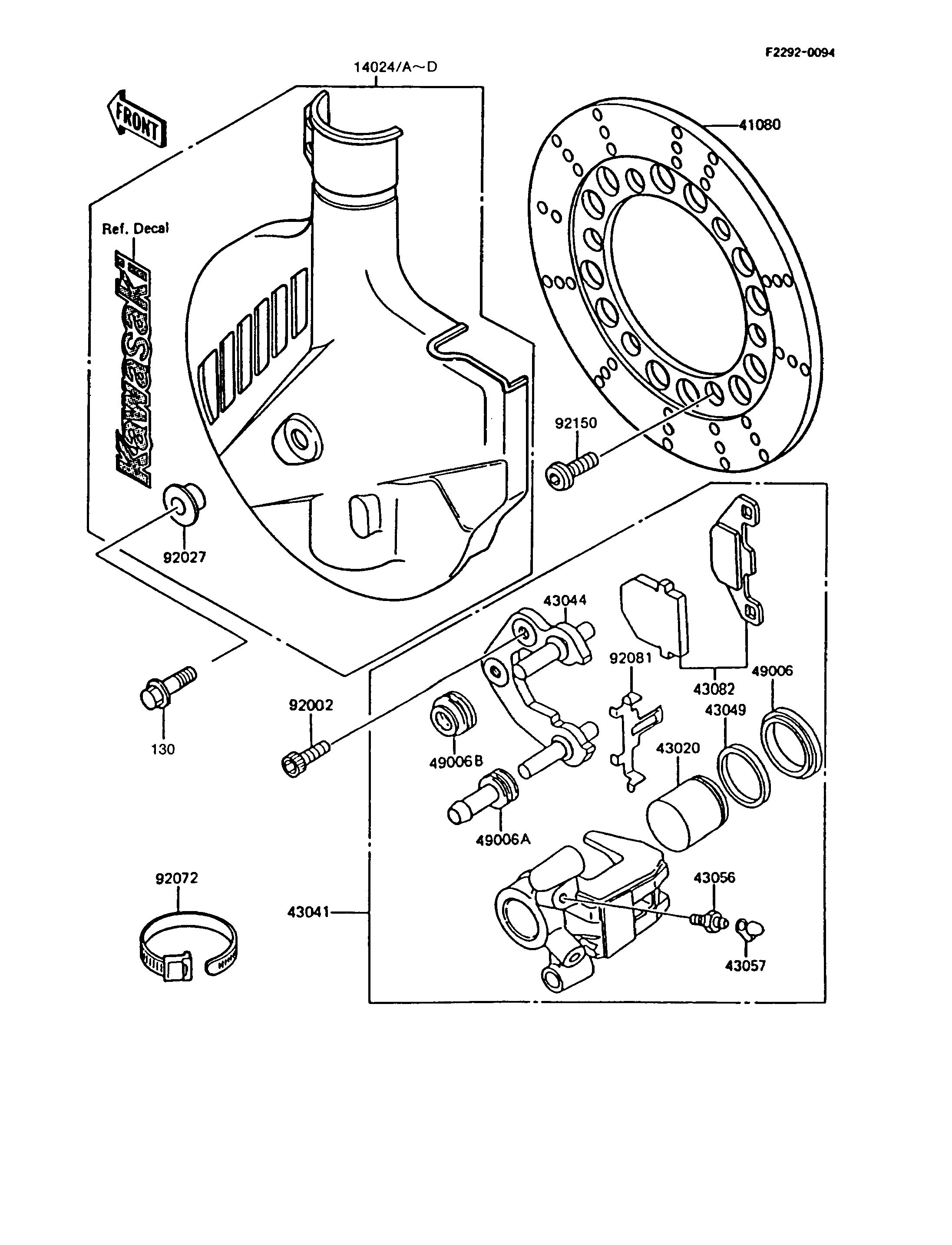 FREIN AVANT POUR KMX125 KMX125 B6 BLEU 1991