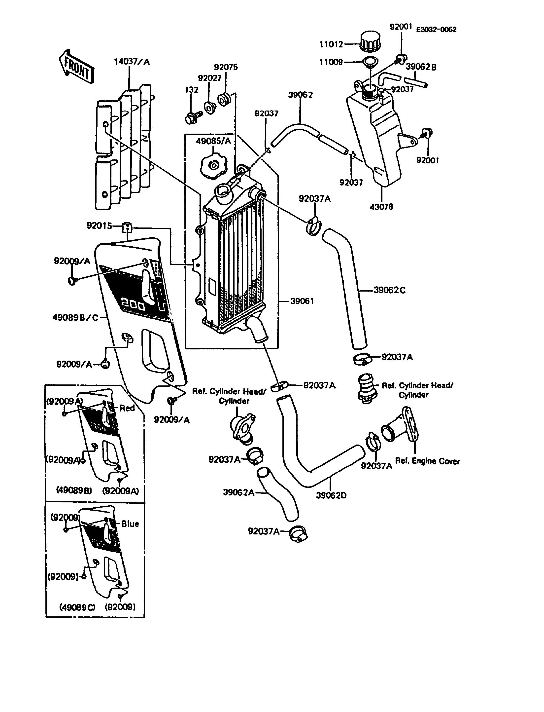 RADIATEUR POUR KMX200 KMX200 A5 NOIR 1991 EUROPE