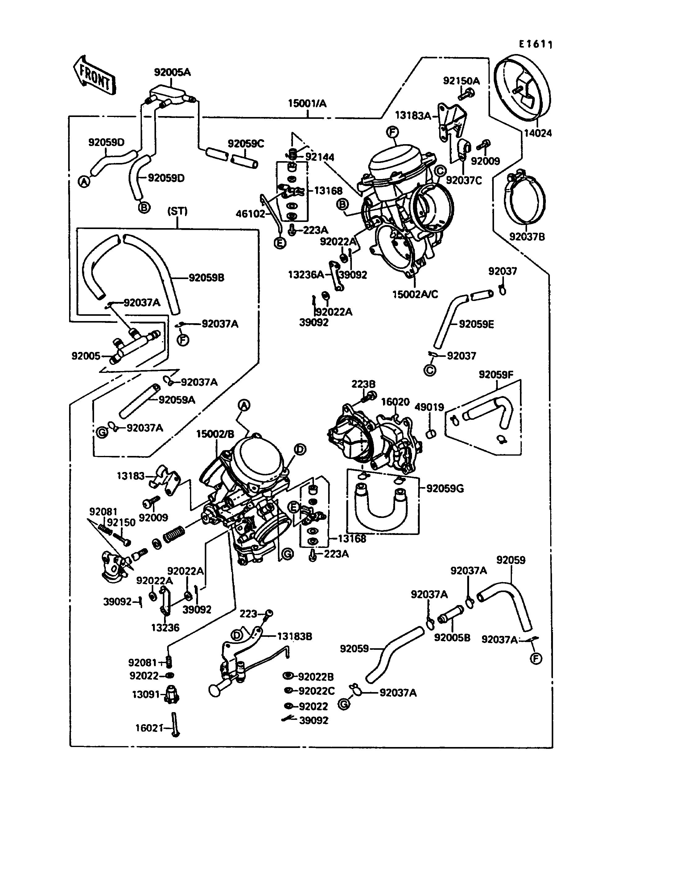 CARBURATEUR POUR VN 15 VN1500 A6 ROUGE 1992 EUROPE