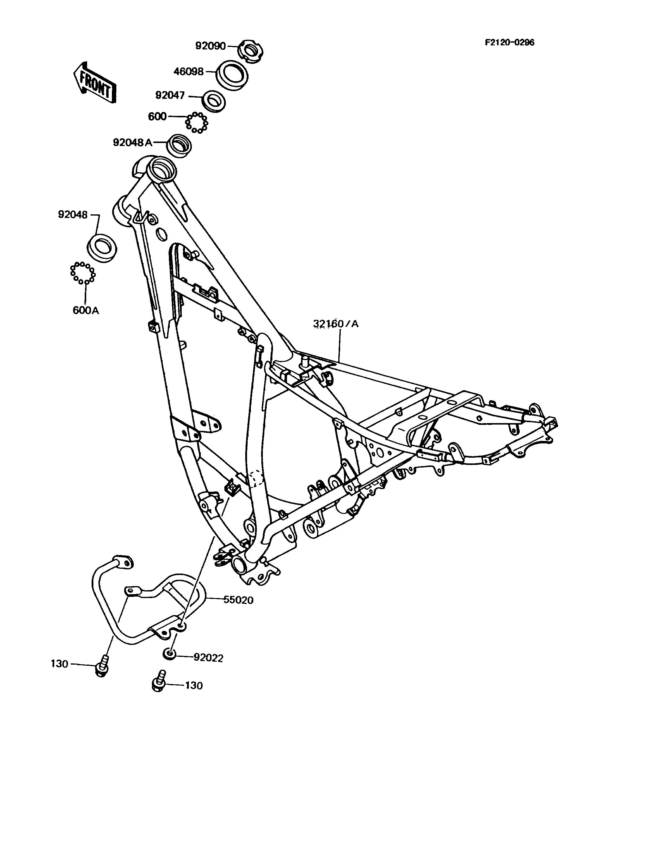 CHASSIS POUR KMX125 KMX125 A6 NOIR 1992 EUROPE