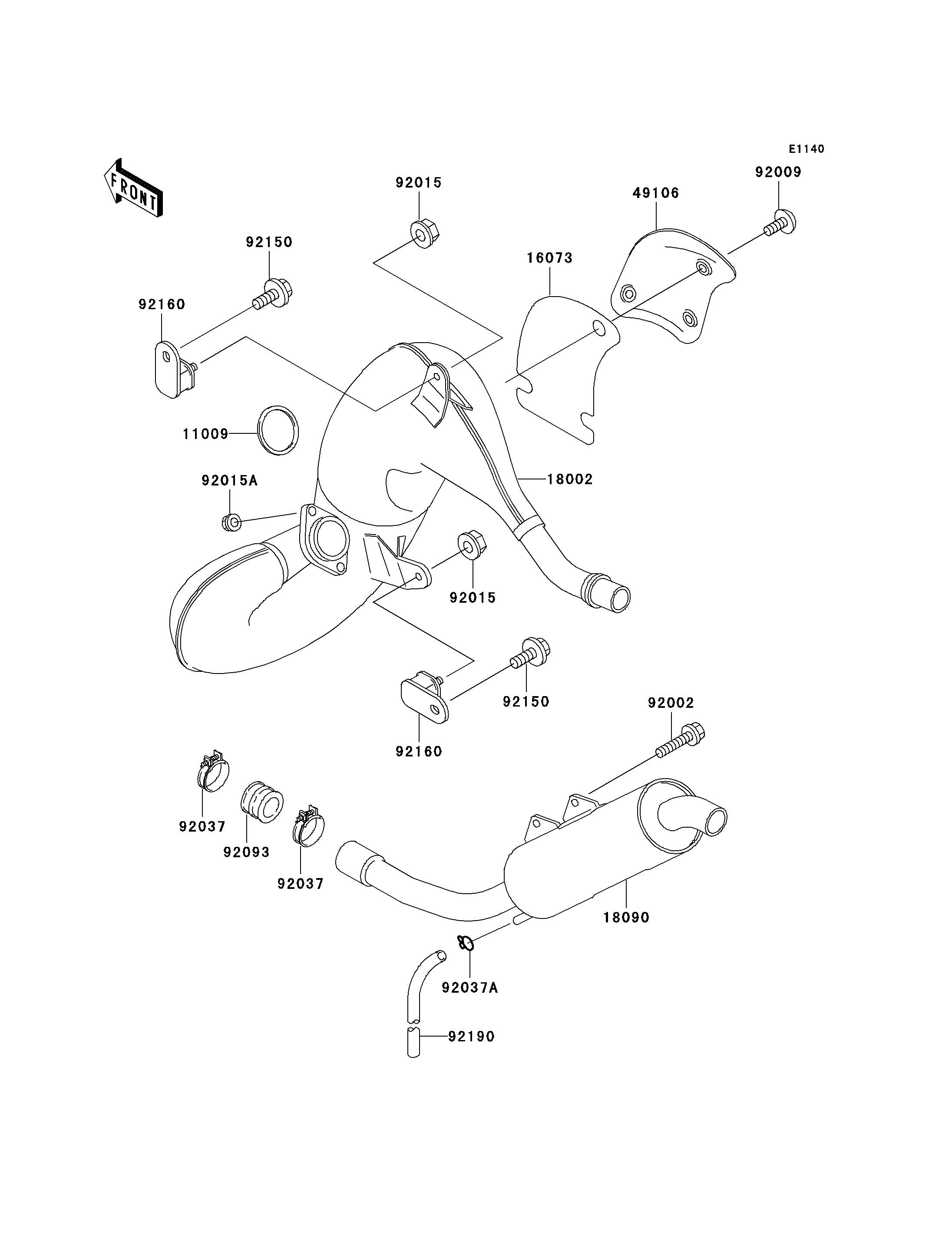 ECHAPPEMENT POUR KDX125SR KDX125 A4 BLEU 1993 EUROPE