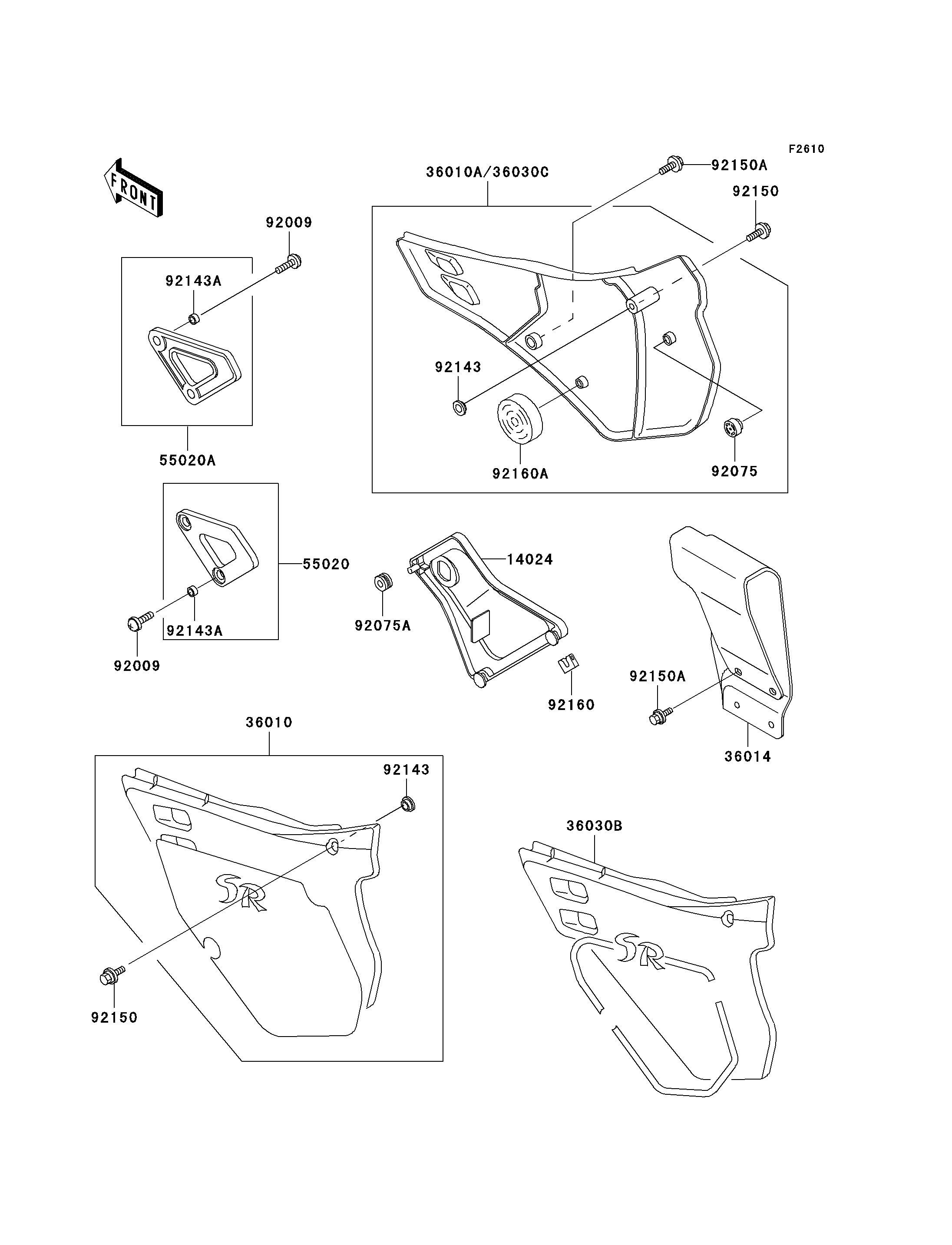 CACHE LATERALGARDE CHAINE POUR KDX125SR KDX125 A3 BLEU 1992 EUROPE