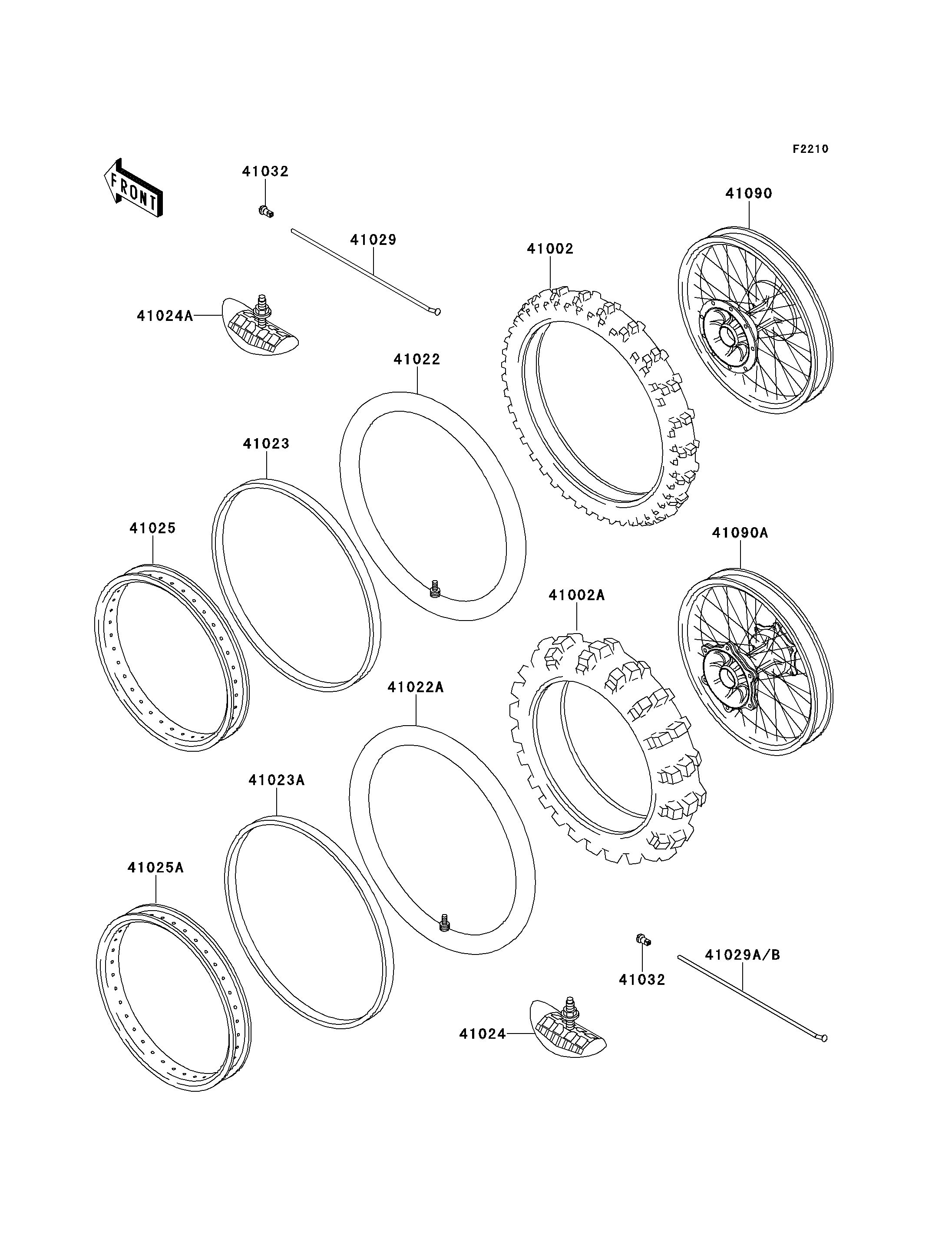 PNEUS JKALXA1 PA000749 POUR KLX650R KLX650 A1 VERT 1993 EUROPE