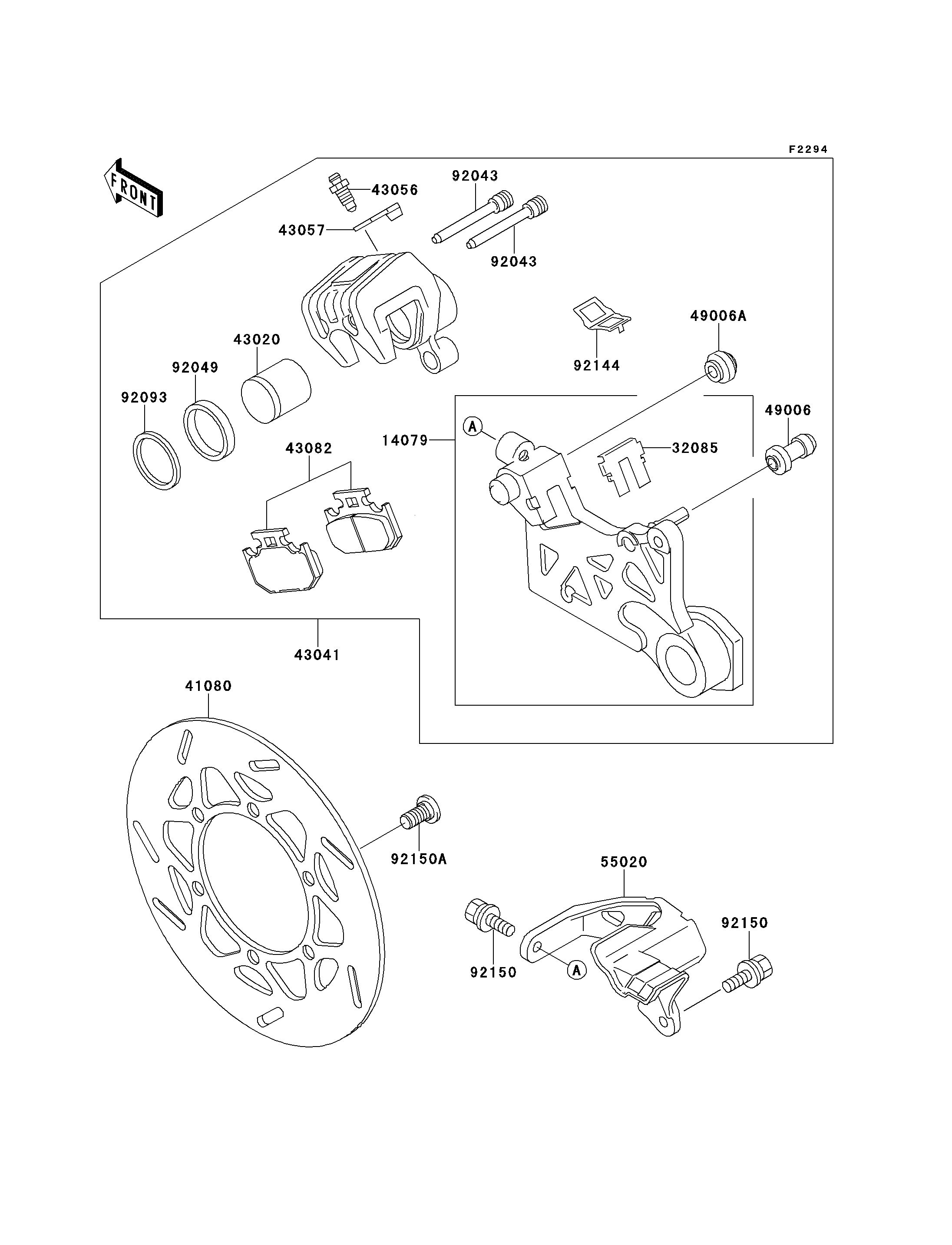 FREIN ARRIERE POUR KLX650R KLX650 A1 VERT 1993 EUROPE