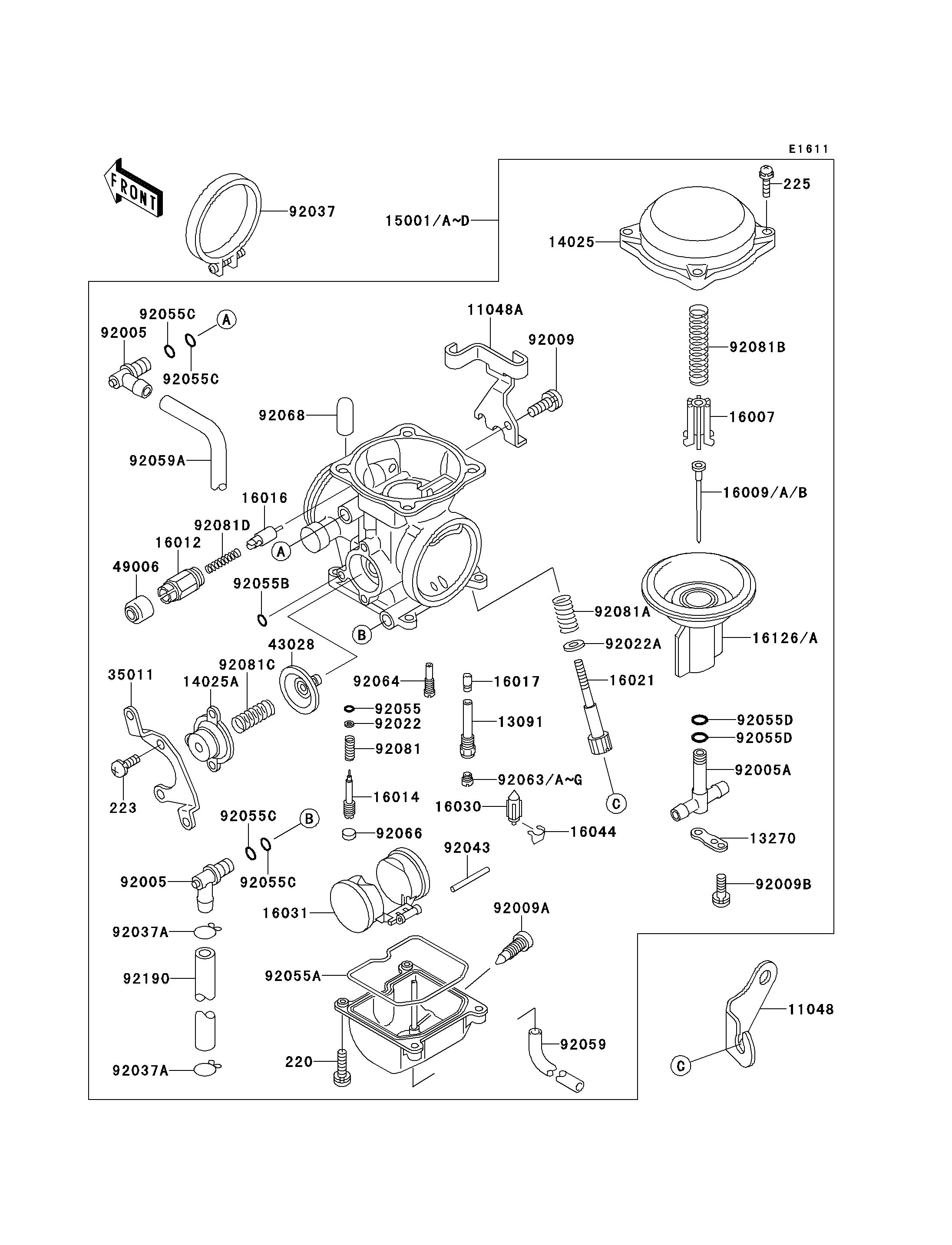 CARBURATEUR POUR KLX650 KLX650 C1 NOIR 1993 EUROPE