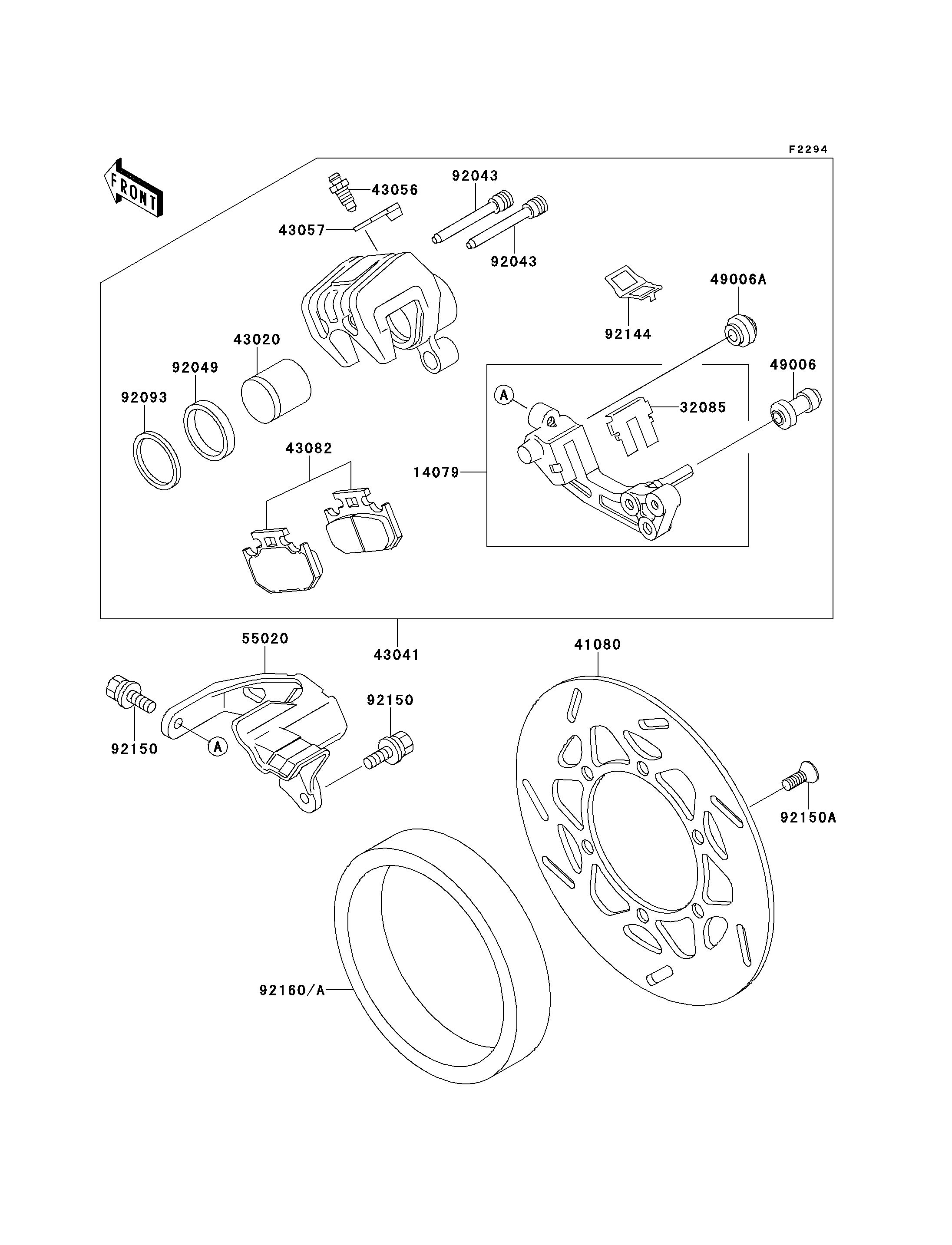 FREIN ARRIERE POUR KLX650 KLX650 C1 NOIR 1993 EUROPE
