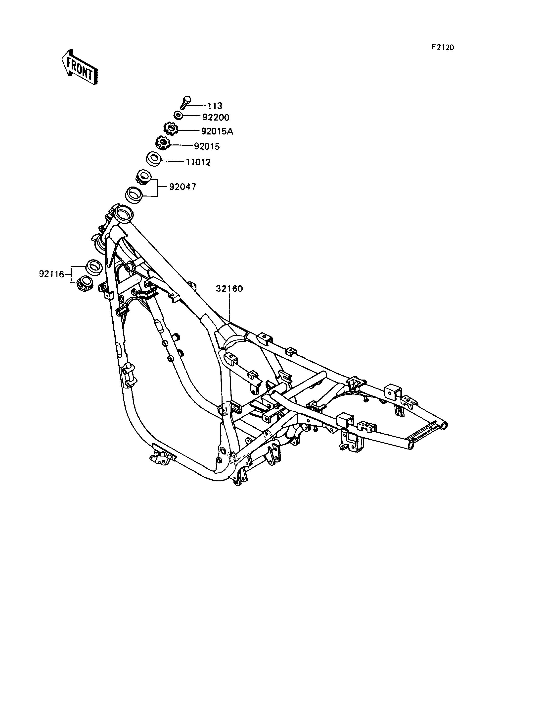 CHASSIS POUR Z400FII ZX400 C5 ROUGE 1994 EUROPE