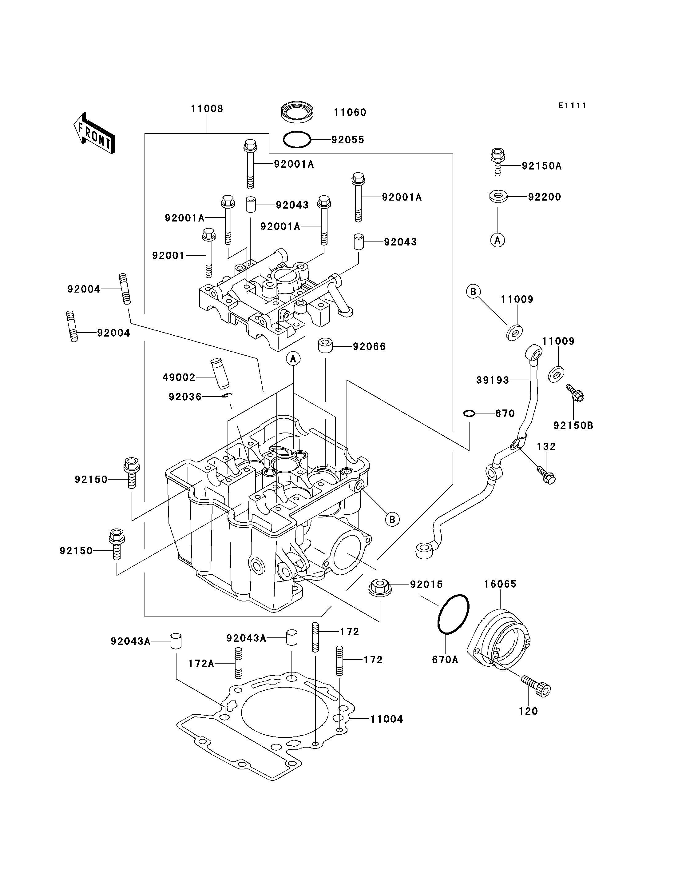CULASSE POUR KLX650R KLX650 D1 VERT 1996 EUROPE
