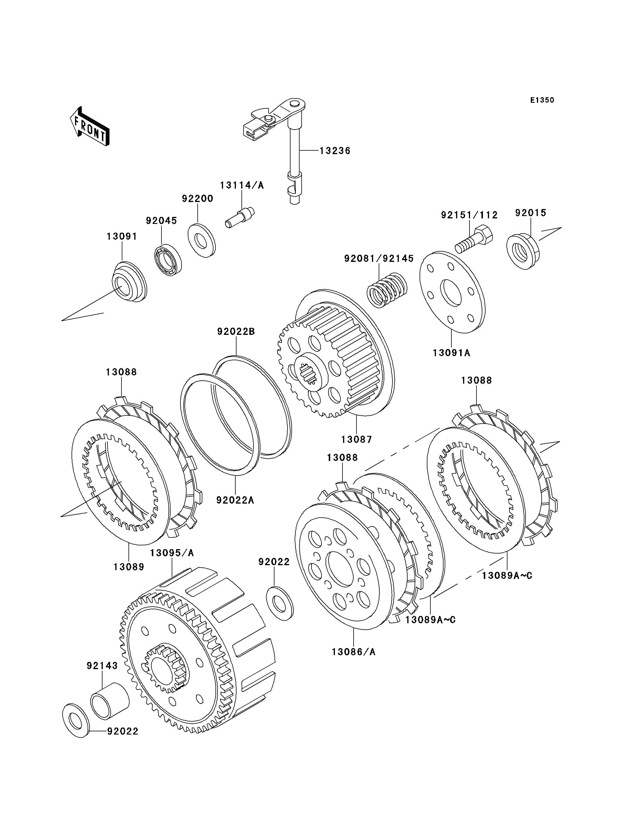 EMBRAYAGE POUR KLX300R KLX300 A2 VERT 1997 EUROPE