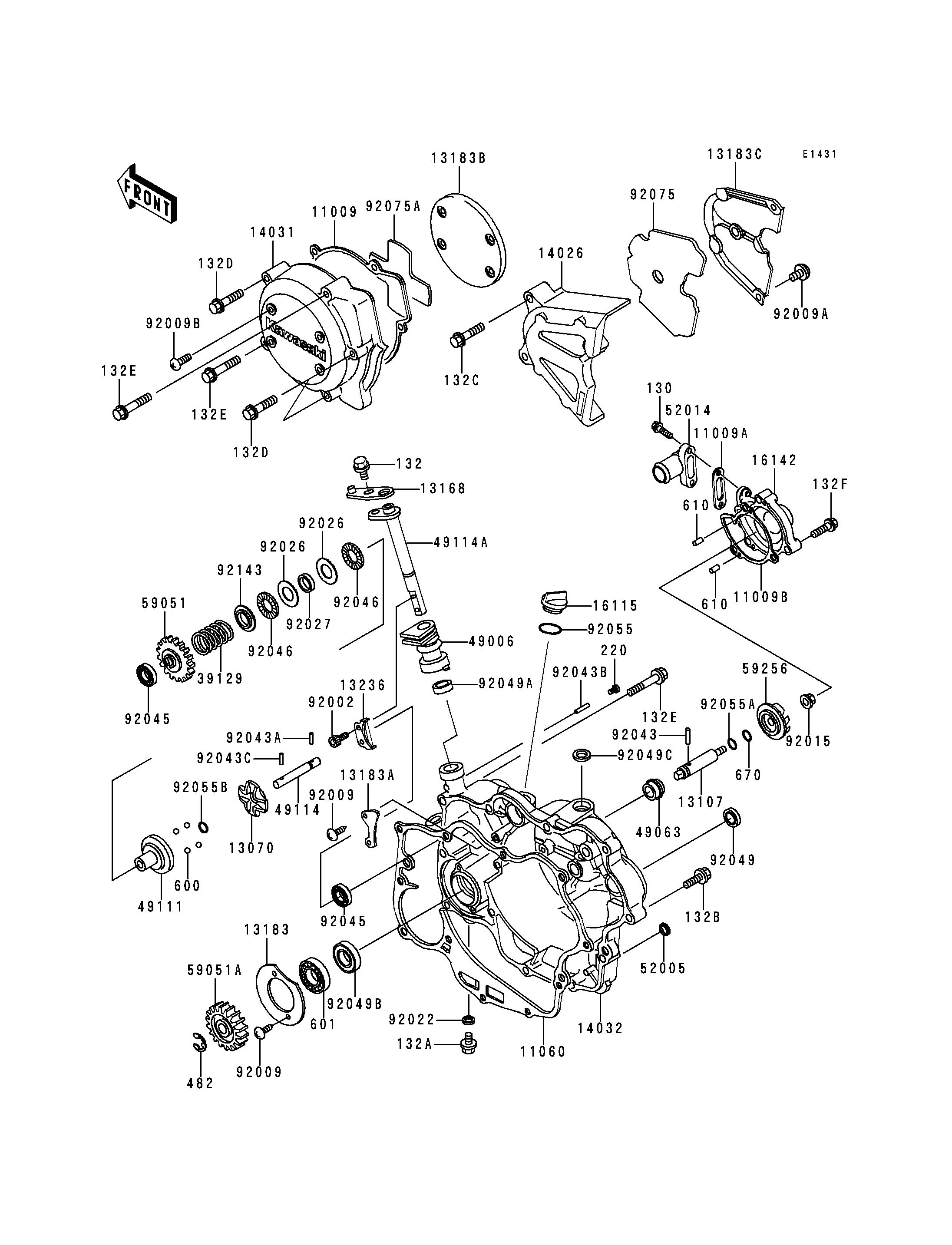 COUVERCLES MOTEUR POUR KMX125 KMX125 A11 NOIR 1998 EUROPE