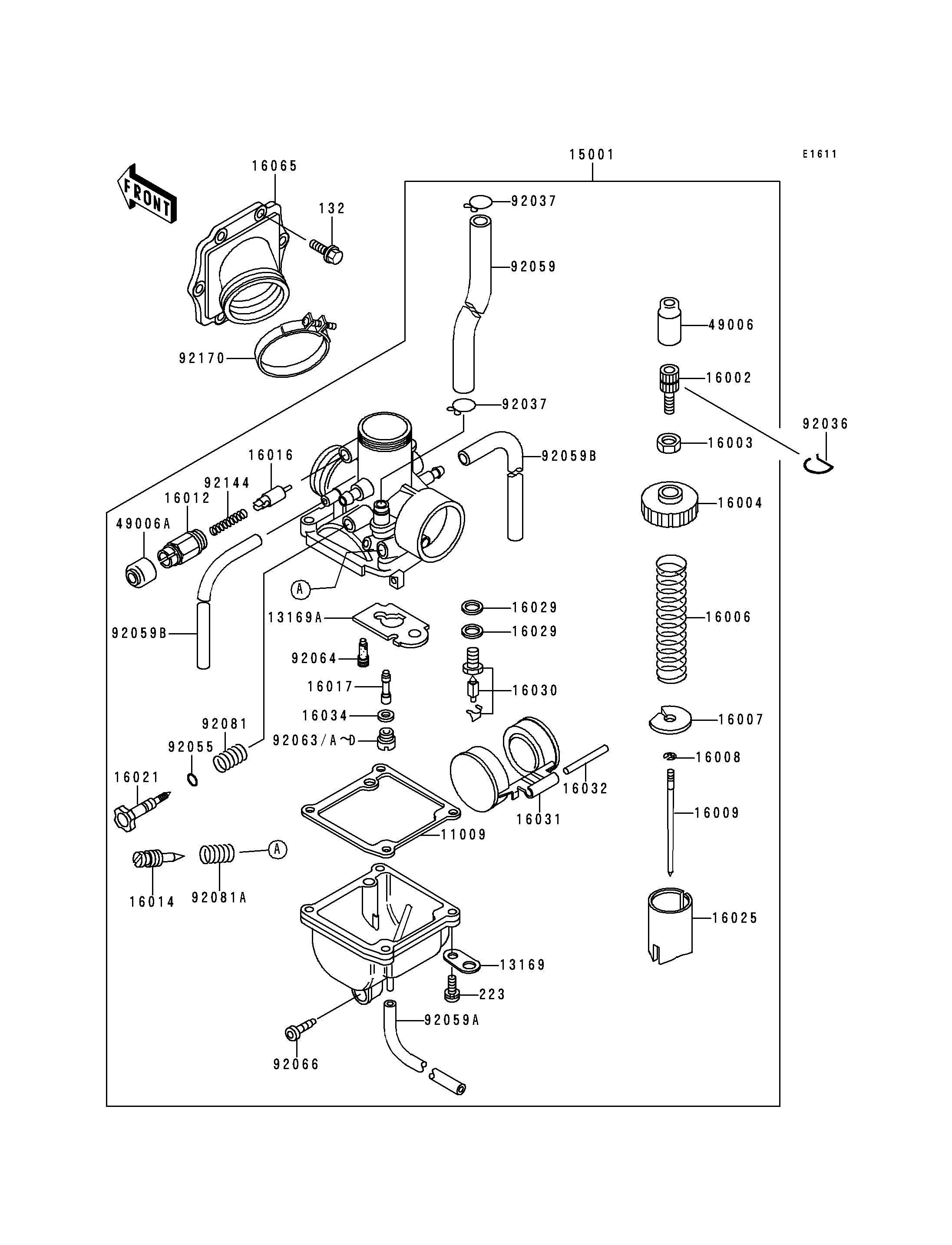 CARBURATEUR POUR KMX125 KMX125 A11 NOIR 1998 EUROPE
