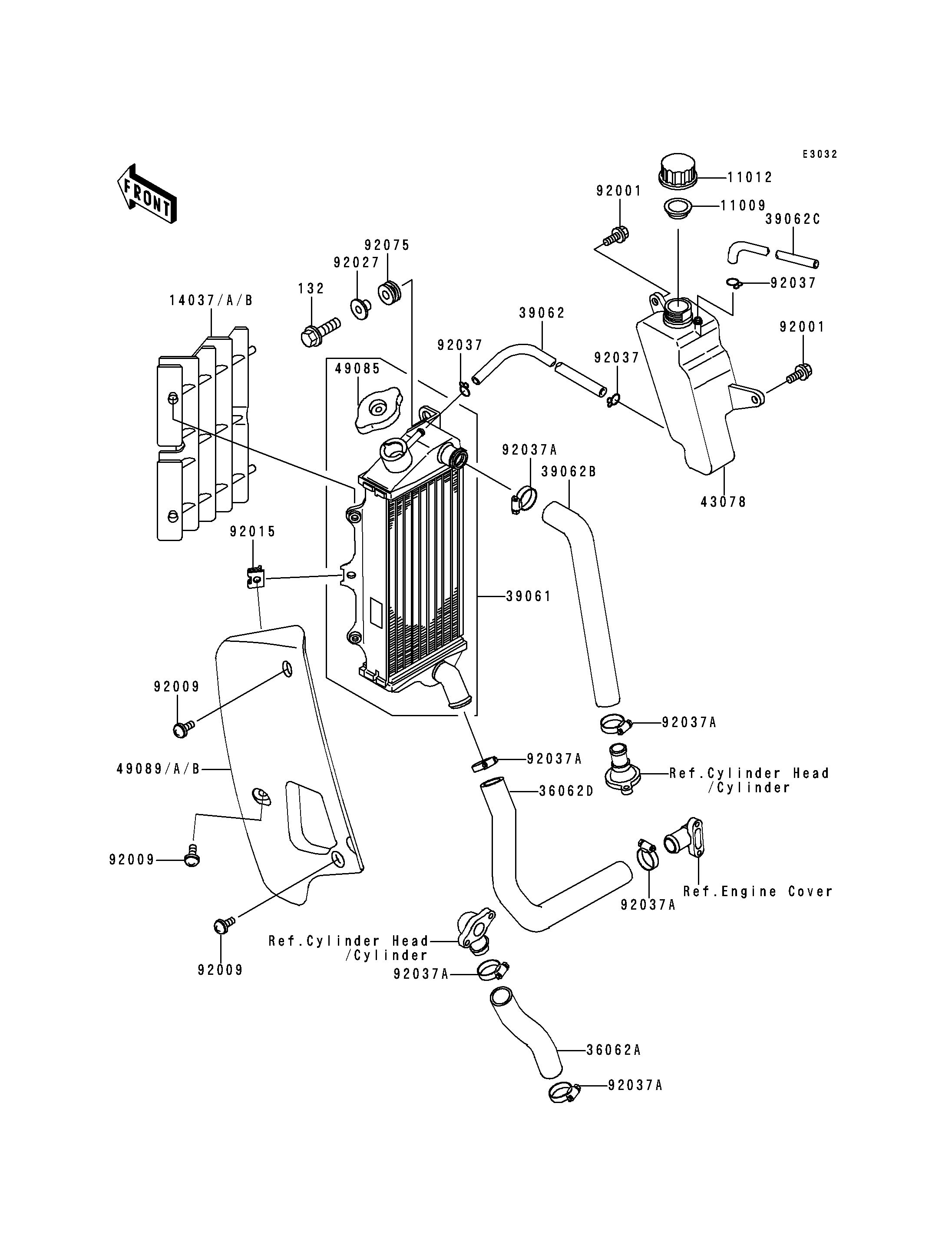 RADIATEUR POUR KMX125 KMX125 A11 NOIR 1998 EUROPE