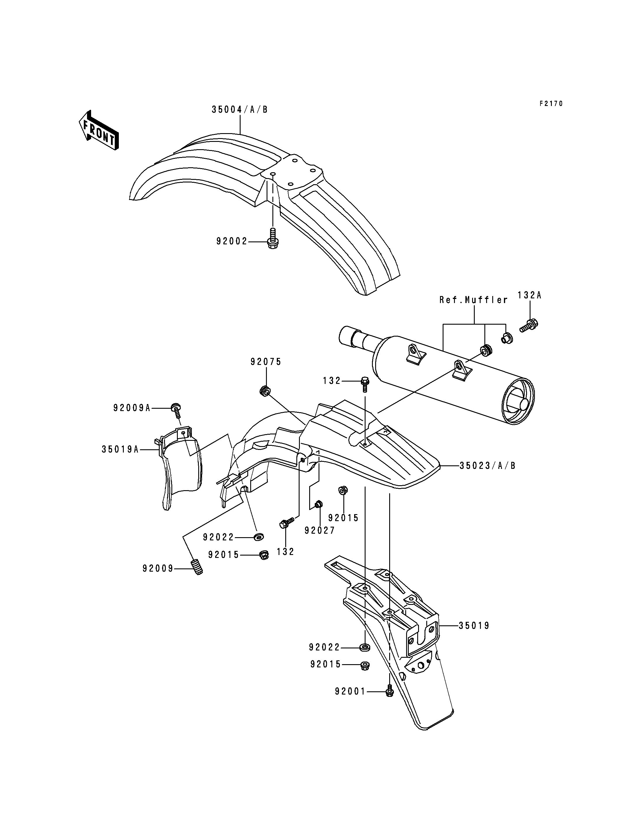 GARDE BOUE POUR KMX125 KMX125 A11 NOIR 1998 EUROPE