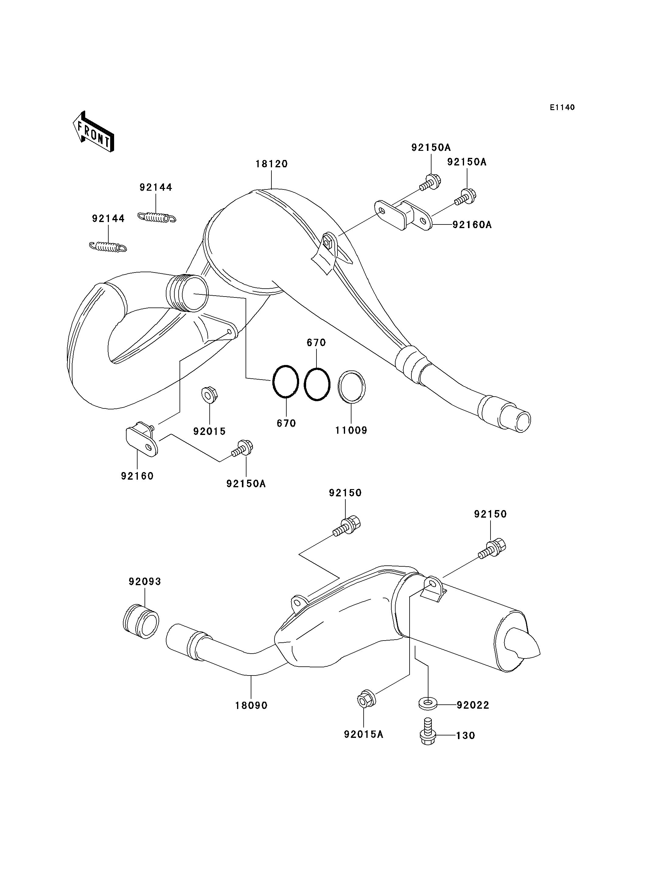 ECHAPPEMENT POUR KDX200 KDX200 H6 VERT 2000 EUROPE