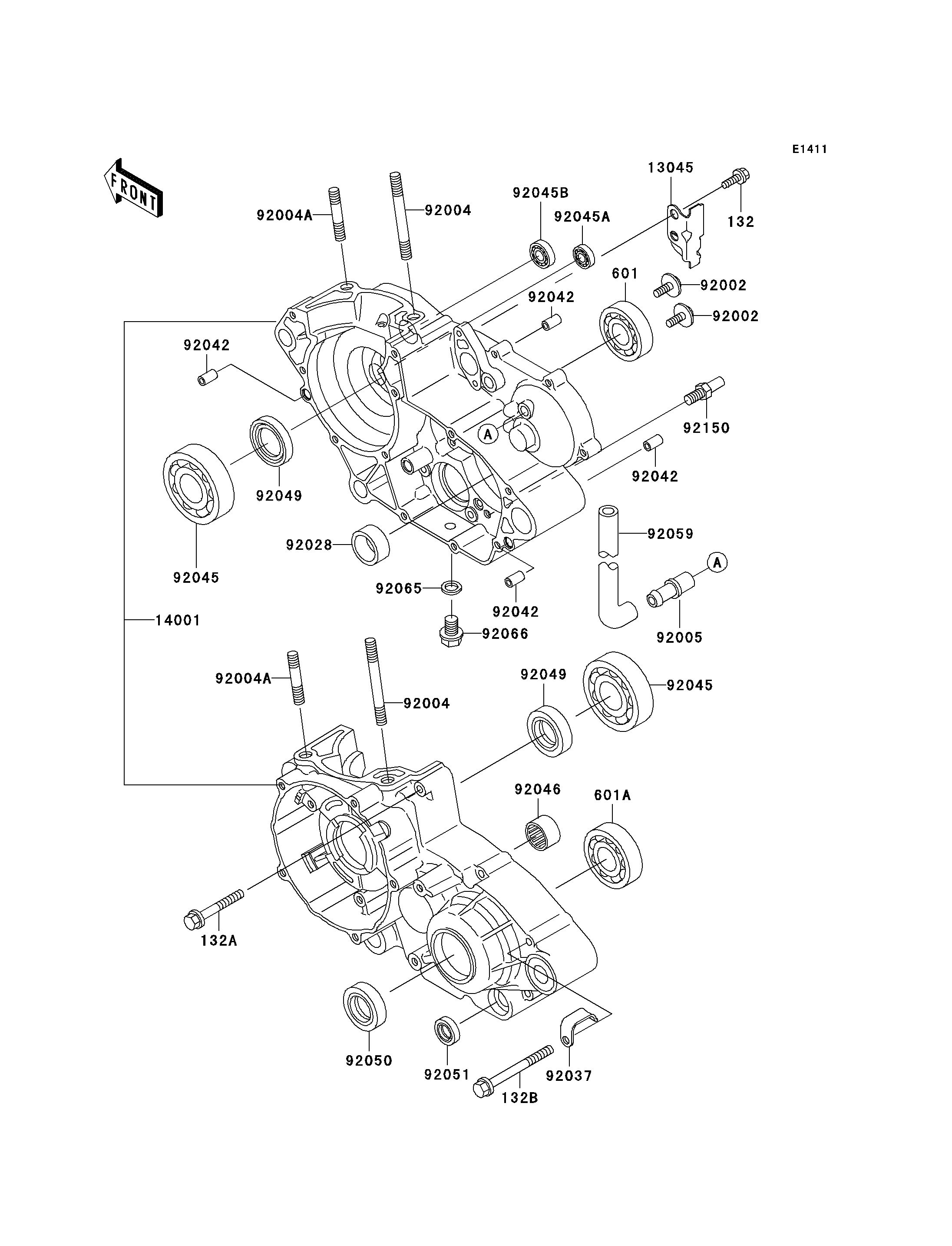 CARTER MOTEURS POUR KDX200 KDX200 H6 VERT 2000 EUROPE