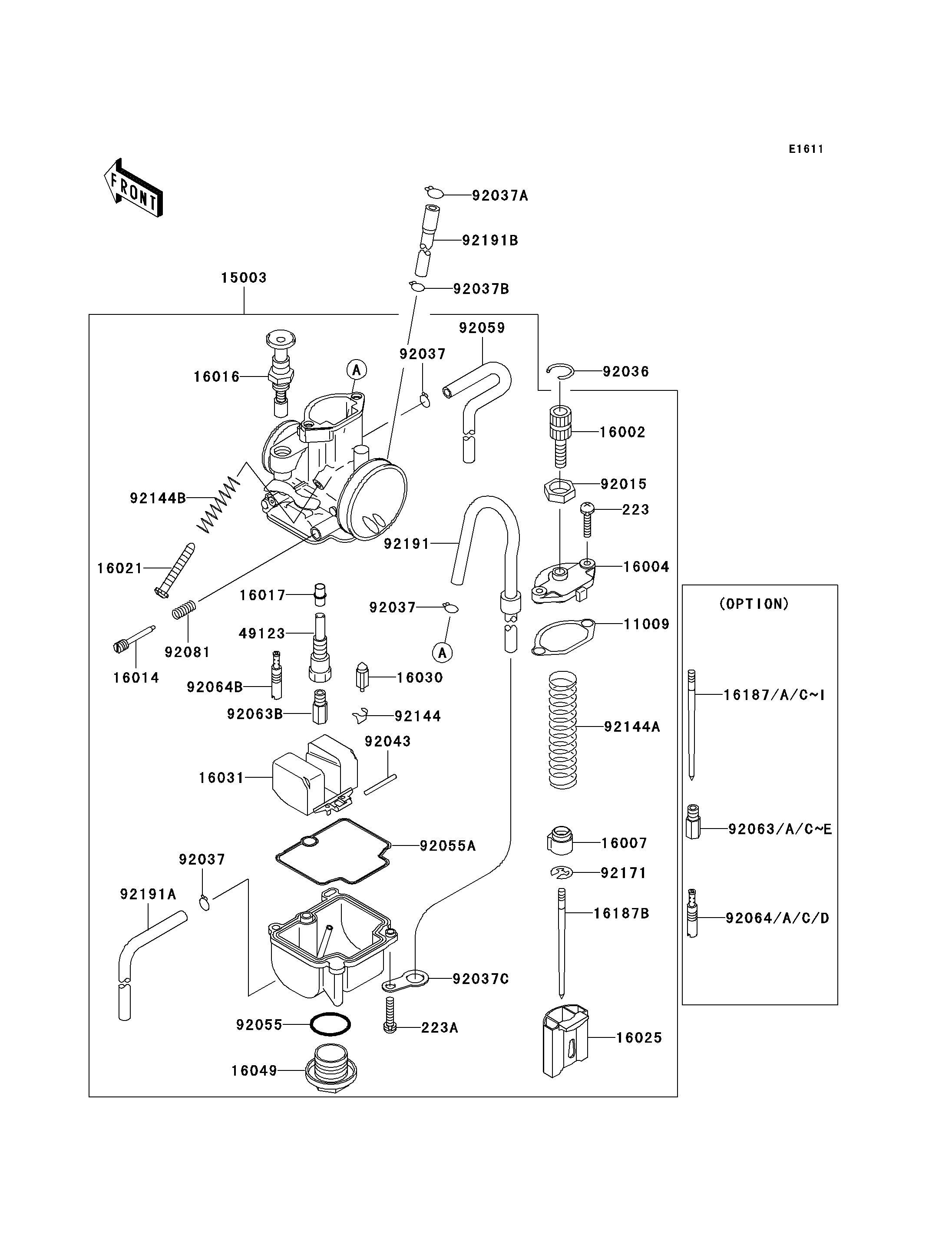 CARBURATEUR POUR KX100 KX100 D1 VERT 2001 EUROPE