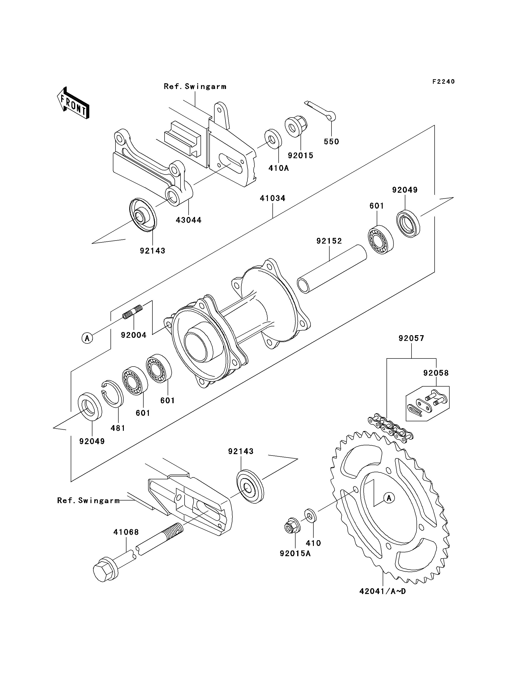 MOYEU ARRIERE POUR KX100 KX100 D1 VERT 2001 EUROPE
