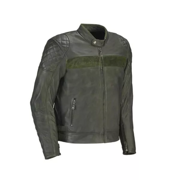BLOUSON KAWASAKI HOMME EN CUIR VERT OLIVE LONDON Esprit KAWASAKI la reference KAWASAKI MOTO